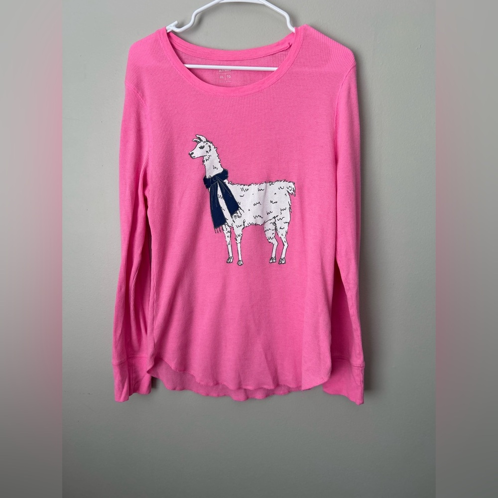 Old Navy Pink Long Sleeve Tee with Llama Design